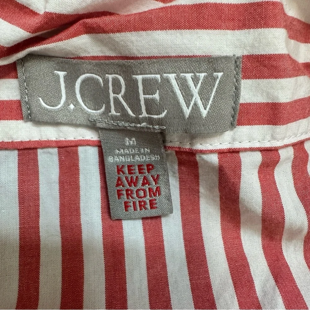 J. Crew Long-Sleeve Pajama Top in Red Striped Cotton Poplin Women's Size Medium